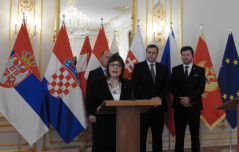 13 February 2019 Speaker Gojkovic at the end of the meeting of the parliament speakers of the Slavkov Group with the topic “EU Enlargement: support for the integration process”